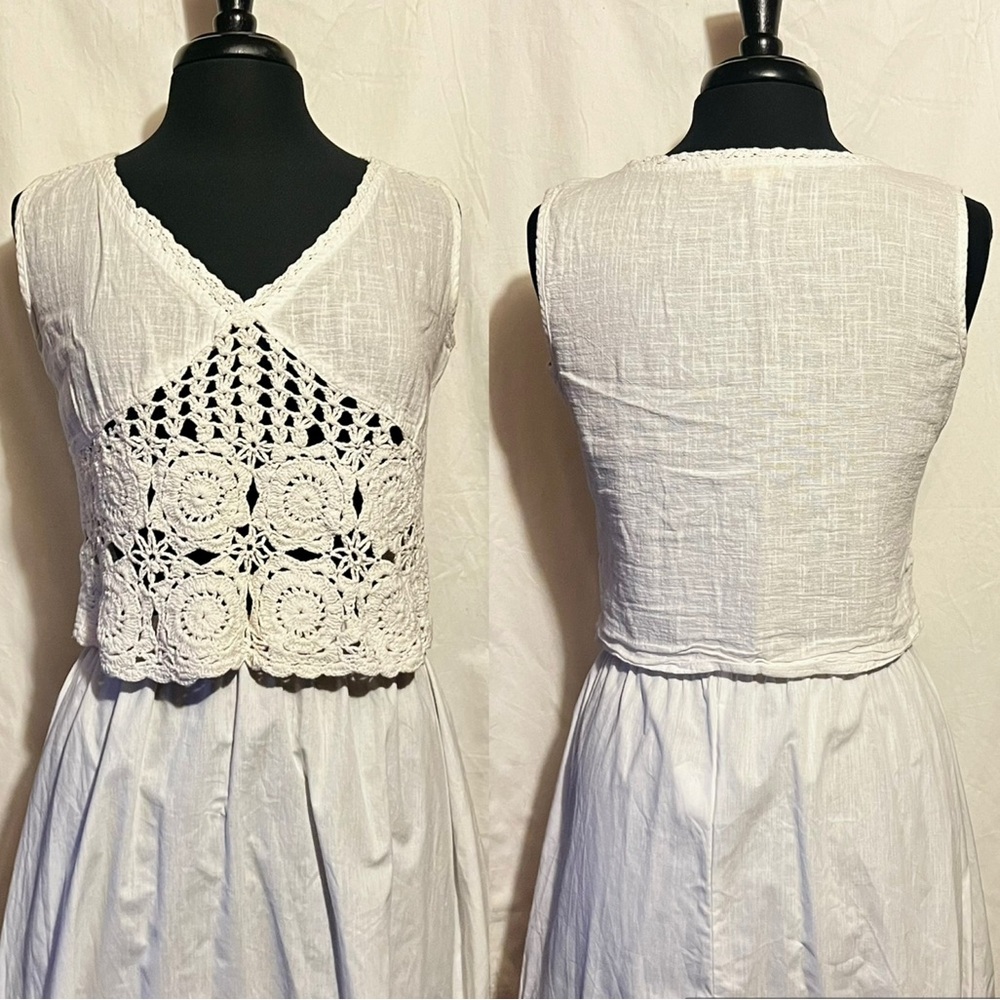 Rebellion White Crochet Lace Tank Top